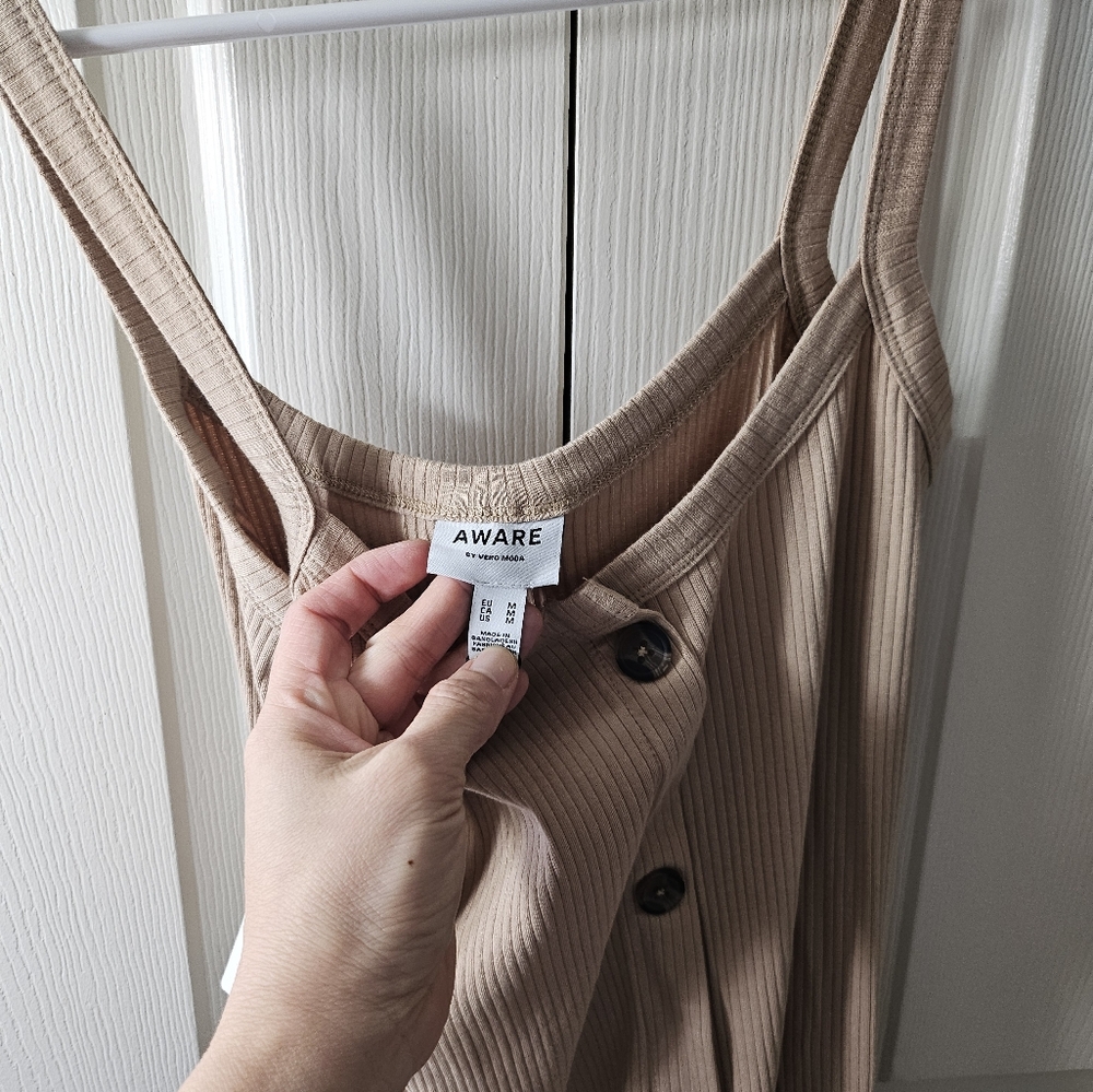 Vero Moda Tan Ribbed Sheath Dress - Picture 5 of 6